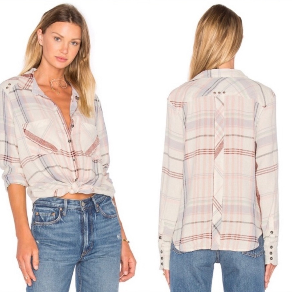 Free People plaid button up